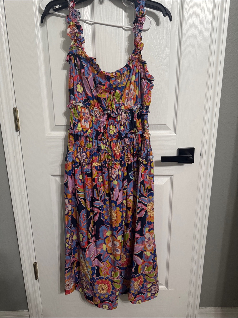 Eliza J Navy Multi Floral Smocked Sundress